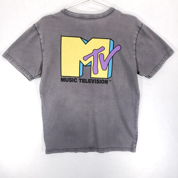 American Eagle MTV T Shirt Mens Small Gray Retro Wash Graphic Crew Neck Tee - Picture 4 of 6